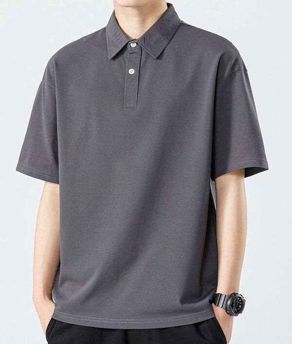 Erkek Hong Kong Tarzı Yazlık Ağır Antibakteriyel Serin Hissiyatlı Düz Renk Sade Polo Yaka Kısa Kollu Tişört