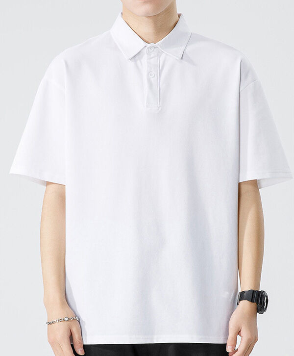 Erkek Hong Kong Tarzı Yazlık Ağır Antibakteriyel Serin Hissiyatlı Düz Renk Sade Polo Yaka Kısa Kollu Tişört