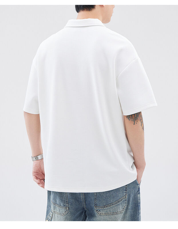 Erkekler İçin Yeni Çeyrek Renkli Yaka Kısa Kollu Polo Tişört, Erkekler İçin Günlük Alfabe Nakışlı Pamuklu Tişört