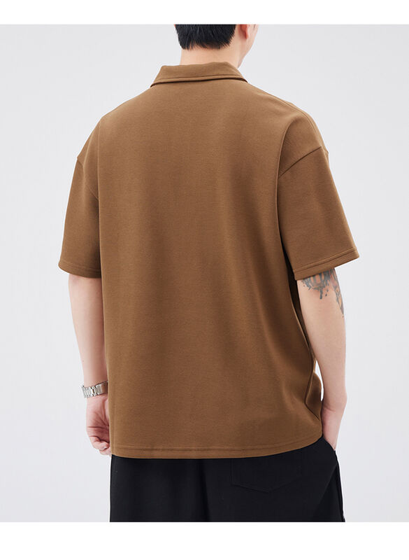 Erkekler İçin Yeni Çeyrek Renkli Yaka Kısa Kollu Polo Tişört, Erkekler İçin Günlük Alfabe Nakışlı Pamuklu Tişört