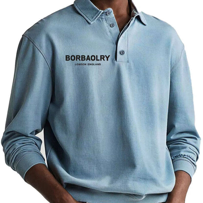 Yüksek Kaliteli Pamuk Özel Logo Katı Dikiş Rastgele Polo Tişört Toptan Satış Hızlı Kuru Spor Erkek Uzun Kollu Polo Tişörtleri